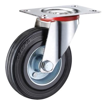 China swivel & SS 5 Inch Rigid Industrial Caster Waste Bin Rubber Wheel On Steel Core for sale