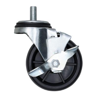 China Black PIVOT SS 4 Inch 100mm Screw Caster Wheels Threaded Stem Polyolefin Polyolefin PP for sale