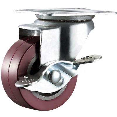 China PIVOT SS Swivel PU Furniture Caster Wheels Lightweight Polymer Cart Wheels for sale