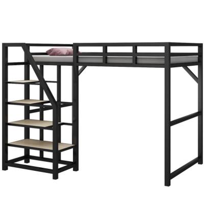 China KD structure usa full size metal loft bed with cheap price metal desk-black color loft bed bedroom furniture for sale