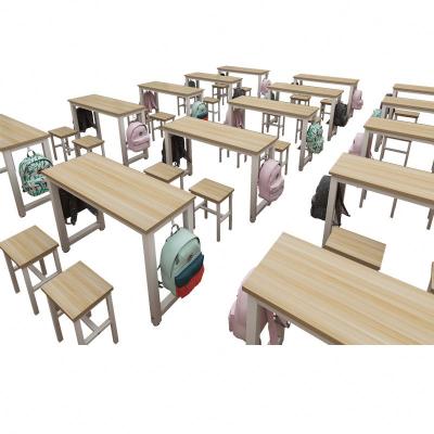 China Modern School Double Learning Desks And Chairs With Hooks for sale