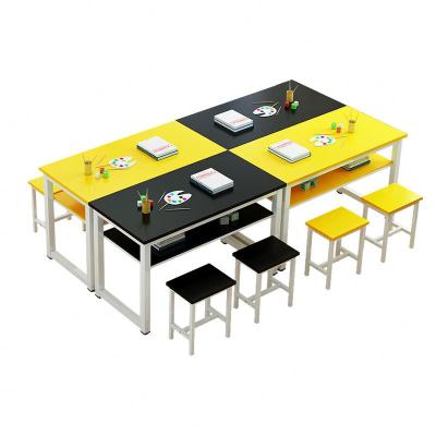 China Modern combination of desks and chairs for calligraphy learning in school classroom for sale