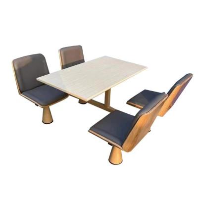 China Restaurant four seater car fast food dining table and chair combination modern staff/school canteen united dining table and chair sets for sale