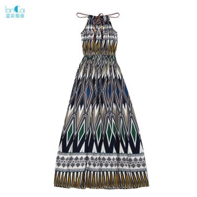 China Newest 2022 Fashion Wholesale Anti-Static Casual Sleeveless Custom Printed Maxi Ladies Summer Womens Dresses for sale