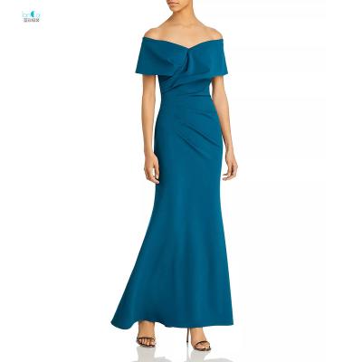 China Wholesale New Fashion Anti-Static Design High Quality Elegant Off The Shoulder Solid Color Sexy Women Maxi Dress for sale