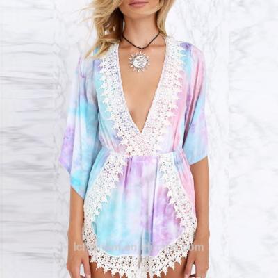 China Anti-static pastel purple boho clothing, rompers jumpsuits for women LC556 for sale