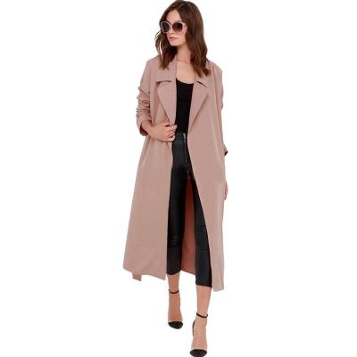 China Custom Long Sleeve Anti Shrink Blush Trench Coat For Women for sale