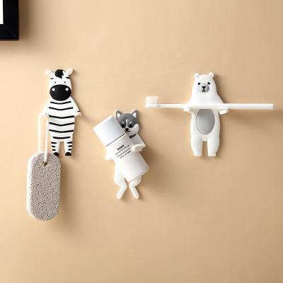 China Adhesive Type Hook Hanger Double Towel Hook Hanger Hook Fits Bathroom Kitchen Family Door Wardrobe Hanging Cabinet for sale