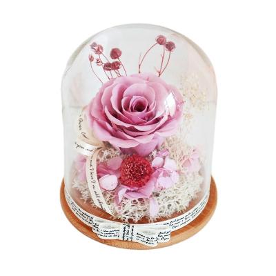 China 100% Real Handmade Fresh Roses Delivery Gift Preserved Rose in Glass Dome - Creative Artificial Flowers Gifts for Friend for sale