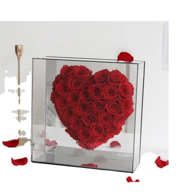 China Product Ideas New 2021 Eternal Eternal Gifts Crafts Preserved Roses Forever In Acrylic Boxes Preserved Rose 30*10*30cm for sale