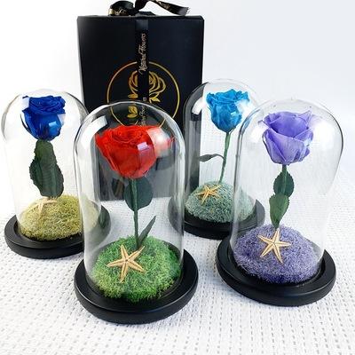 China Festival Gift Every Love 7-8 Cm Preserved Rose 50 Colors Stabilized Forever Eternal Roses In Glass Dome For Christmas Valentines Day Gifts for sale