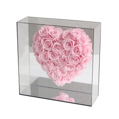 China Amazon Hot Sale New Product Ideas 2021 Eternal Eternal Gifts Crafts Preserved Roses Forever In Acrylic Boxes Preserved Rose 30*10*30cm for sale