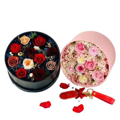 China Leather Gift Box Eternal Flower Preserved Rose Box 20.5*12.5cm for sale