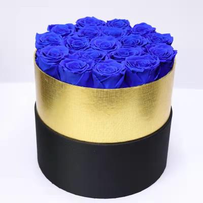 China 18 Rose Box Large Size Long Life Preserved Rose Everlasting Flowers In Round Eternal Gift Box 23*24CM for sale