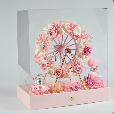 China 100% Real Natural Preserved Fresh Flower Flower Ferris Wheel Preserved Flower Valentine's Day Christmas Gift Birthday Anniversary Wedding Eternal for sale