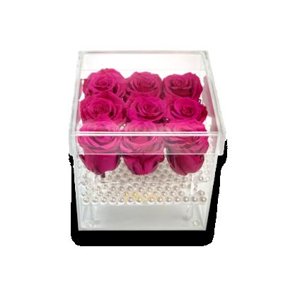 China Durable Preserved Who Sell Cheap Decorative Preserved Roses In Box Acrylic Jar for sale