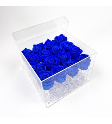 China These flowers new product durable preserved roses 5-6cm immortal roses in acrylic flower box valentines gifts 12*15*15cm for sale