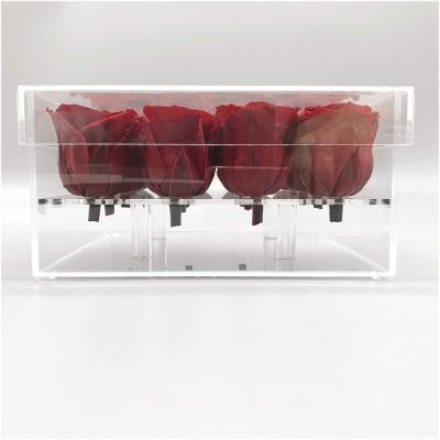 China Preserved Durable Acrylic Rose Box Valentine's Day Flower Box Preserved Roses In Box for sale