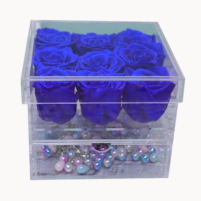 China Durable Preserved 9 Roses Crystal Jewelry Box With Pull Out Drawer for sale