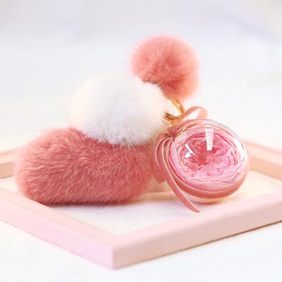 China Wholesale Beautiful Real Preserved Rose Flower Keychain In Acrylic Ball For Baby Christmas Gift 6CM for sale