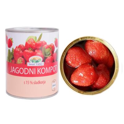 China Healthy and natural canned strawberry in jars and boxes with package cartoon for sale