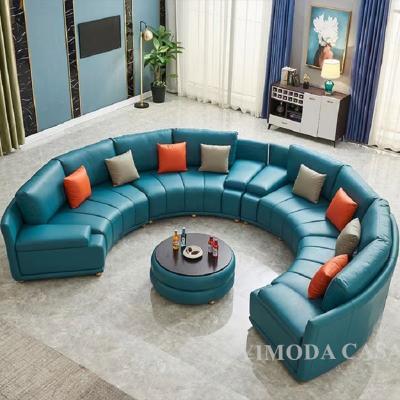 China New Sets Leather Round Italian Style Sofa Living Room Set Upholstery Imported Furniture Modular Sectional Sofa for sale