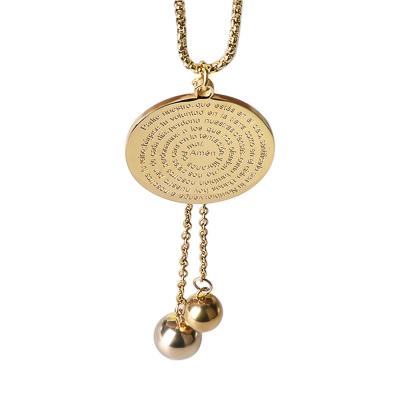 China Other Gold Plated Bead Set Multi Layer Nameplate Stainless Steel Initial Necklace for sale