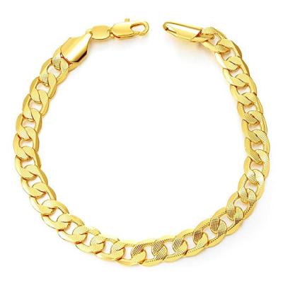 China Wholesale Vintage Classic 18K Gold Plated Cuban Link Chain Mens Bracelet for sale