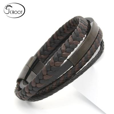 China Other Factory Wholesale Classic Style Fashion Leather Jewelry Mens Magnetic Bangle Cuff Bracelet for sale