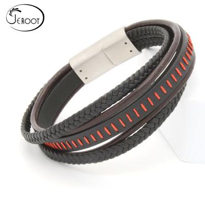 China Other Factory Wholesale Classic Style Fashion Leather Jewelry Mens Magnetic Bangle Cuff Bracelet for sale