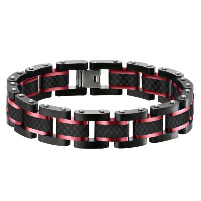 China Other Trending Blue Black Plated Stainless Steel Link Bracelet For Men Bike Bracelet for sale