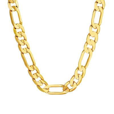 China Hiphop Wholesale 24K Gold Plated 8mm Width NK Lobster Clasp Fashion Mens and Womens Hiphop Figaro Chain Necklace for sale