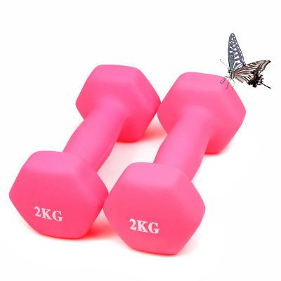 China Eco-friendly Popular Hex Bone Shaped Fitness Dumbbells Neoprene Color Coded Dumbbell Set For Woman And Kids for sale