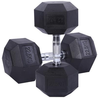 China HealthVIP Hexagonal Hot Selling Black Rubber Fitness Hex Dumbbells Gym Equipment Dumbbell Set for sale