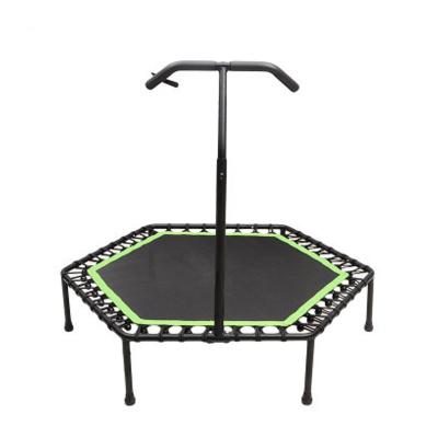 China Without Protective Net Indoor Jumper Hexagon Quiet Folding Rebounder Mini Trampoline With T-bar For Fitness for sale