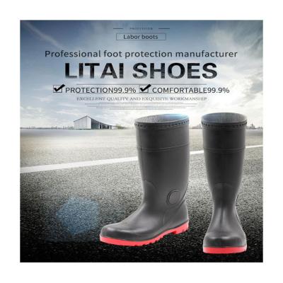 China Black Custom Safety PVC Waterproof Rubber Boots Unisex Sweat-absorbent Long For Man Build Long Barrel for sale