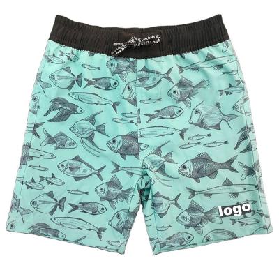 China Breathable Custom Design Popular Casual Kid Panties FISH Print Swimwear Boys Beach Shorts Boys Swimming Suit Panel Abbreviations for sale