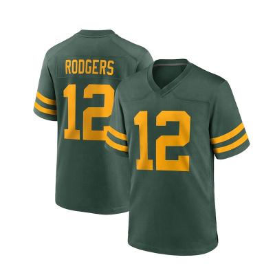 China Antibacterial Wholesale Retro City Stitched Mens American Football Jersey Green Packer Team Uniform #12 Rodgers #17 Adams #33 Jones for sale