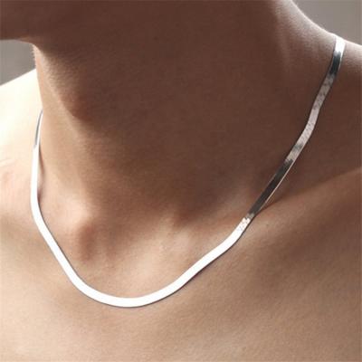 China YOHAPP Environmental Friendly Fashionable 18K Gold Snake Chain Necklace Stainless Steel Silver Plated Flat Fishbone Jewelry for sale