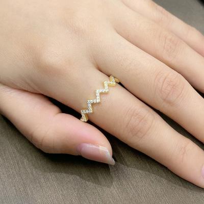 China YOHAPP FASHIONABLE Simple Thin Zircon Crown Rings Women Shape Electrocardiogram Ring Fine Jewelry Rings 925 Sterling Sliver for sale