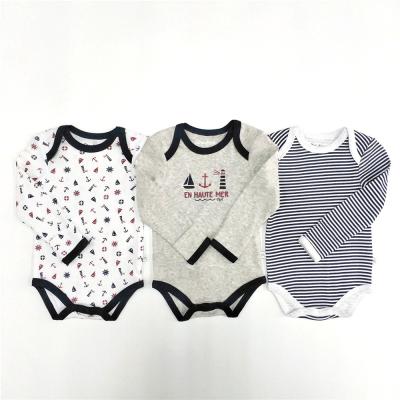 China Unisex Snap Button Closure Organic Cotton Infants Long Sleeve Bodysuit Baby Clothes Romper for sale