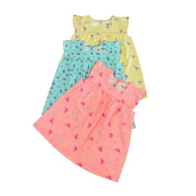 China Carton Pattern Off-shoulder Sleeveless Summer Cotton Casual Skirt for Toddler Girls for sale