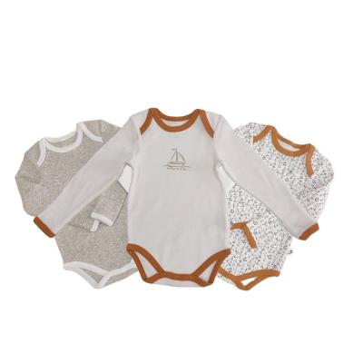 China Summer Outdoor Sun Comfy Bodysuit Long Sleeve Baby Romper With Snap Button Knitted Fabric for sale