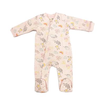 China Baby's Kleuters Herfst Roze Breien Langmouw Bodysuit Kleding Rompers Met Zipper Te koop