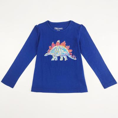 China Fashion Style Children Girl Tshirt with Sequins Embroidery Application and Soft Print for sale