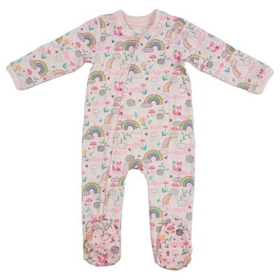 China Nieuwgeboren bodysuit rompers met rits dicht en printpatroon in aangepaste kleur Te koop