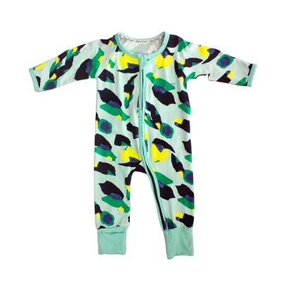 China Design Baby Romper Onesie with Zipper Closure 95% Cotton and 5% Elastane Full Print for sale