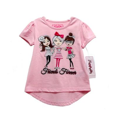 China Anti-Shrink Eco-friendly Print Embroidery O-neck Organic Cotton Summer Tops for Girls for sale