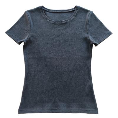 China Plain Dyed Cotton Spandex 2*2 Rib Women's T-shirts with Modern and Basic Style Design for sale