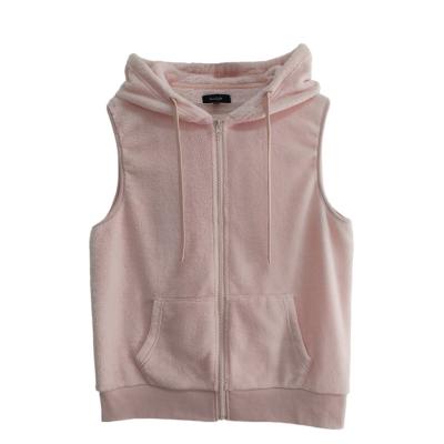 China Custom Woman Hoodie Soft Hand Feel Women Zipper Hoodie 240gsm Coral Velvet Vest Hoodies for sale